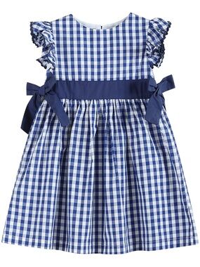 Lil Cactus Girls Royal Blue and White Gingham A-Line Dress Size 4T